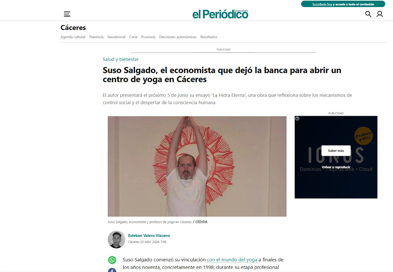 Entrevista a Suso Salgado en El Periódico Extremadura — «El economista que dejó la banca»